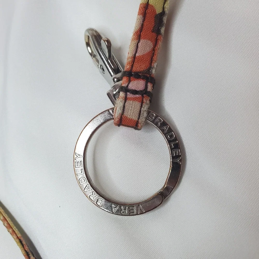 VERA BRADLEY MULTI COLOR BROWN, ORANGE, Green COTTON LANYARD & KEY FOB, EC - Picture 2 of 5